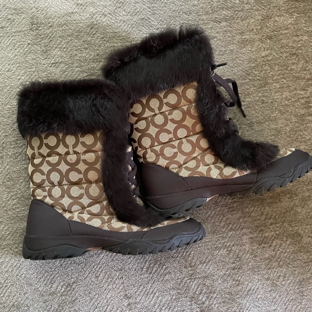 Coach winter Boots Brown canvas
